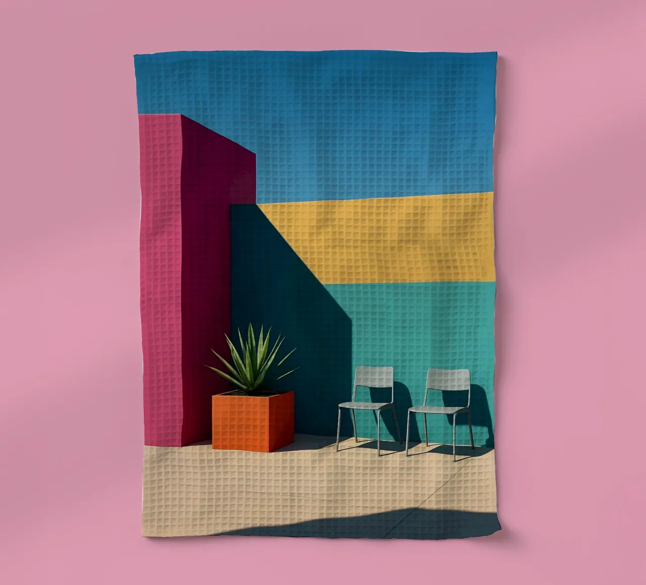 Color Contrast – L’éclat vibrant de l’architecture pop torchon de Affiches Minimalistes