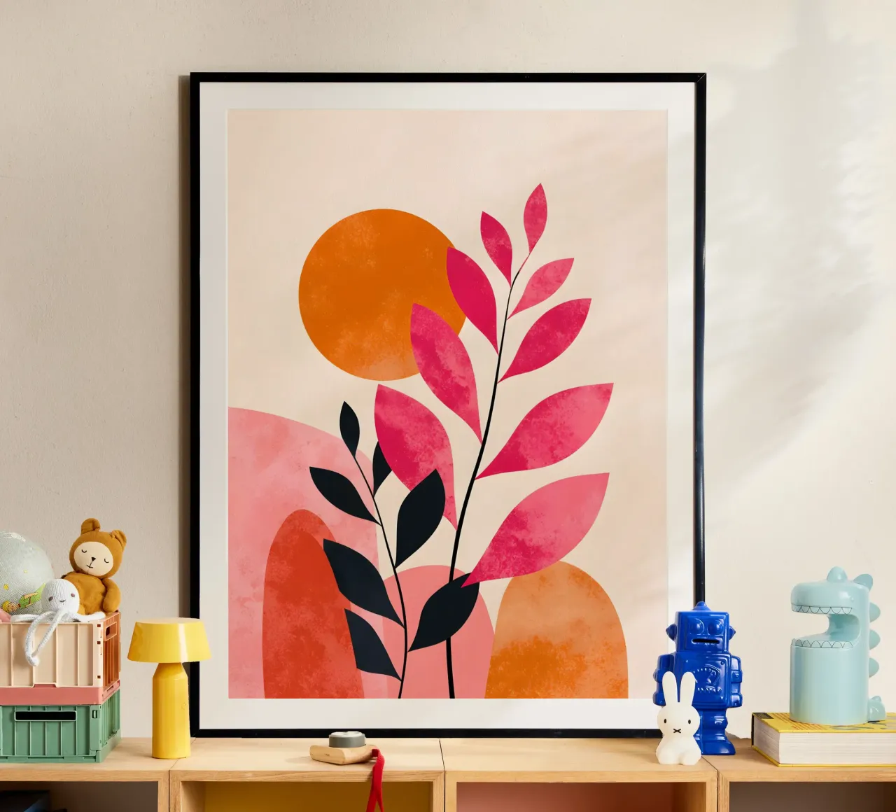 Minimal Floral Pink and Orange hahnemühle by Gypsy Galleria