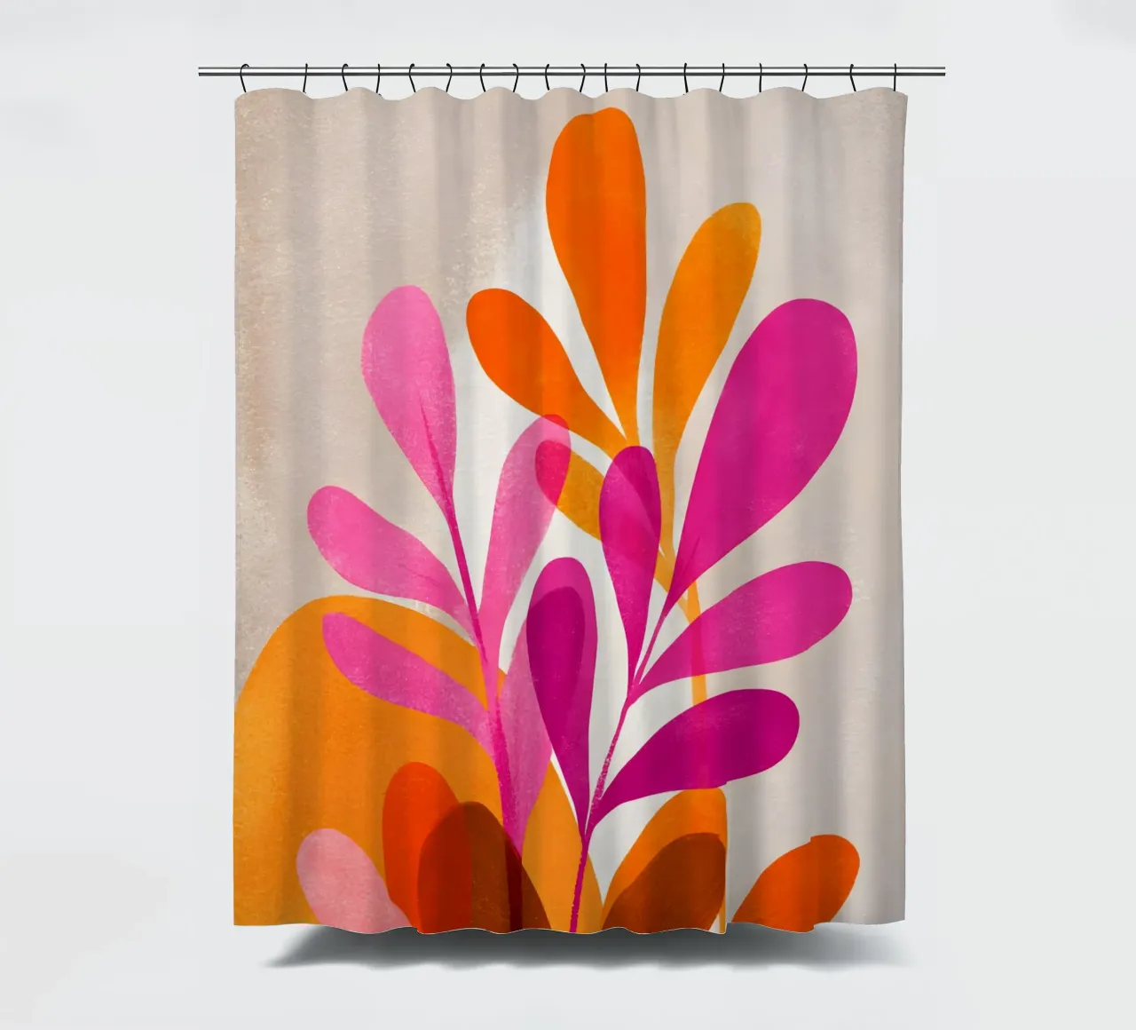 Minimal Floral Pink and Orange shower curtain by Gypsy Galleria