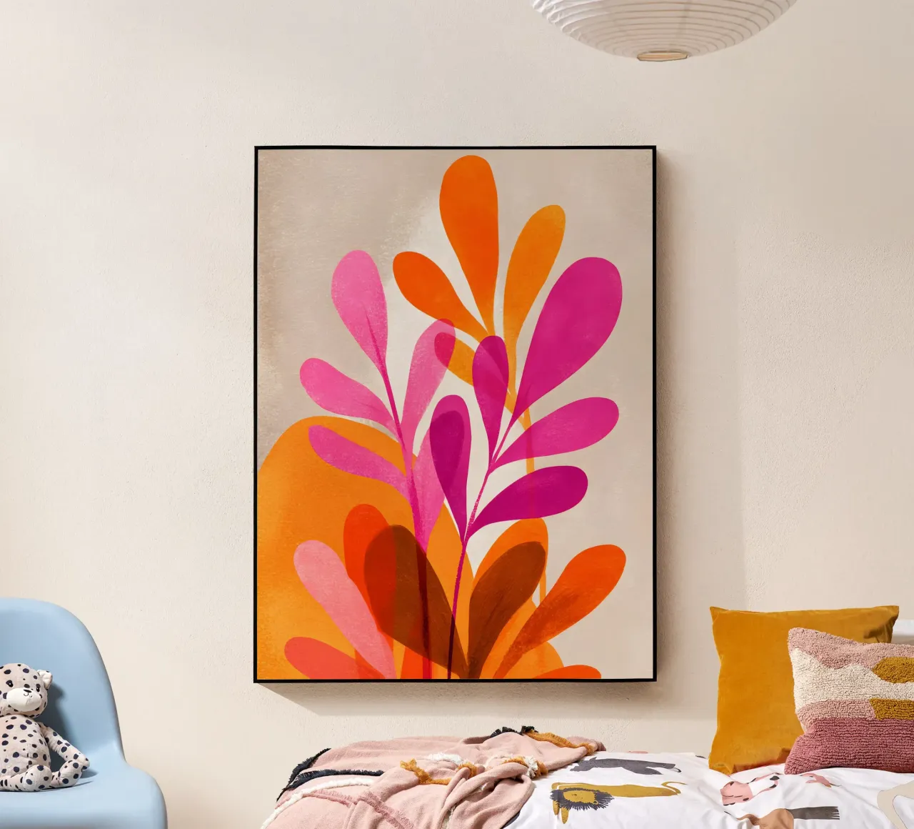 Minimal Floral Pink and Orange acrylic glass by Gypsy Galleria