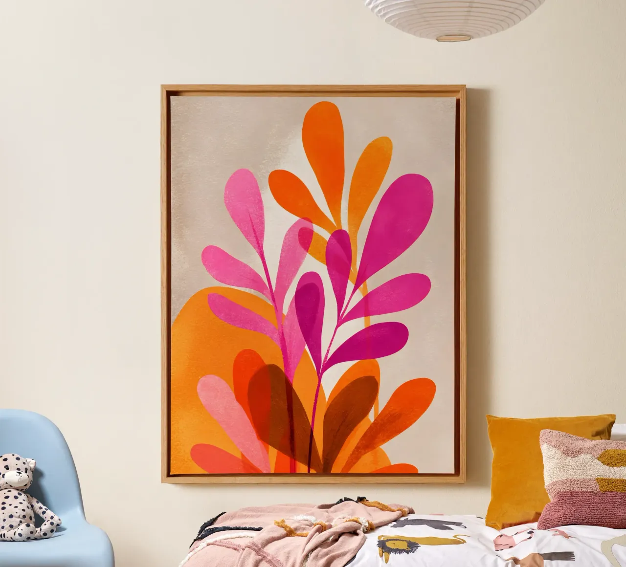Minimal Floral Pink and Orange canvas by Gypsy Galleria