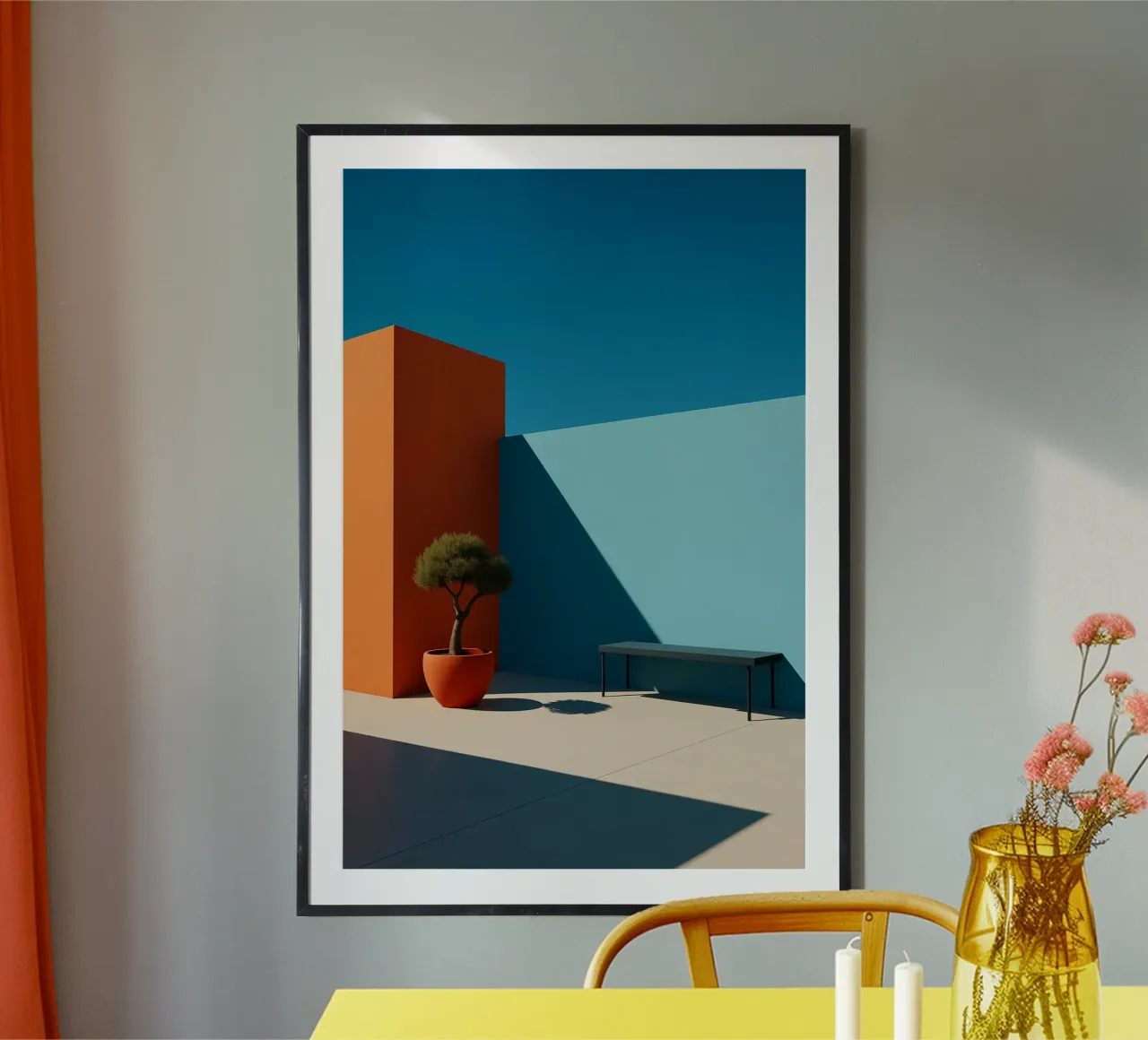 Abstract Garden - Rohe Harmonie in kräftigen Farben Poster mit Kunststoffrahmen von Affiches Minimalistes
