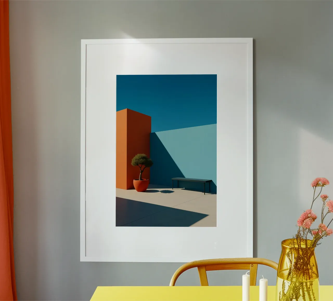 Abstract Garden - Rohe Harmonie in kräftigen Farben Poster mit Kunststoffrahmen von Affiches Minimalistes
