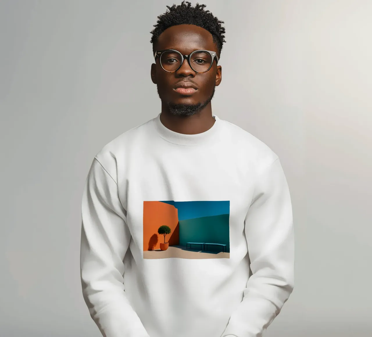 Bold Geometry - A dazzling architectural scene sweatshirt by Affiches Minimalistes