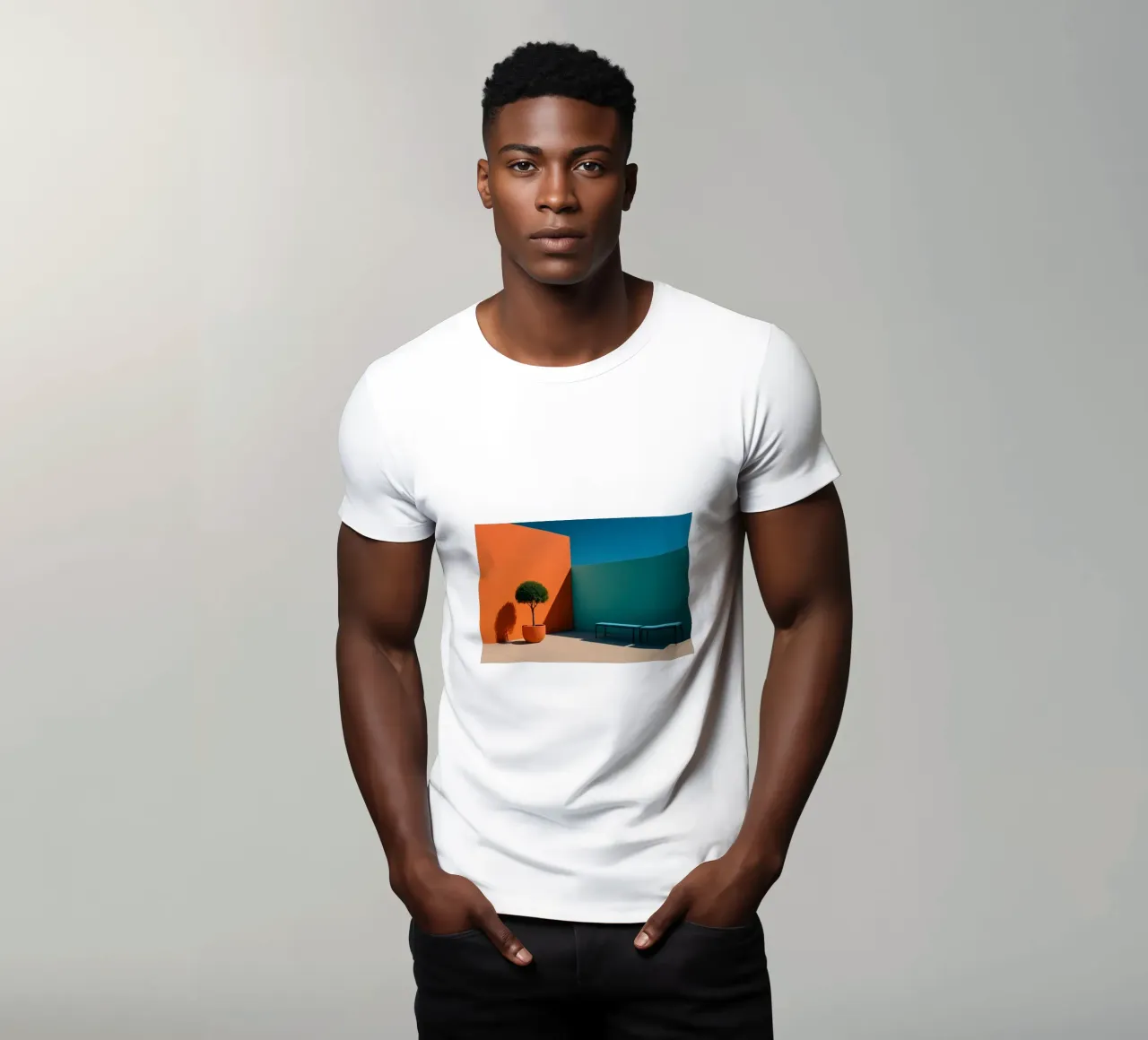 Geometria audace - Un'abbagliante scena architettonica t-shirt da Affiches Minimalistes