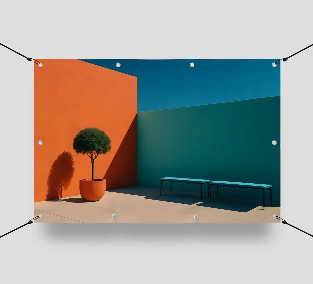 Geometria audace - Un'abbagliante scena architettonica telo in pvc da Affiches Minimalistes