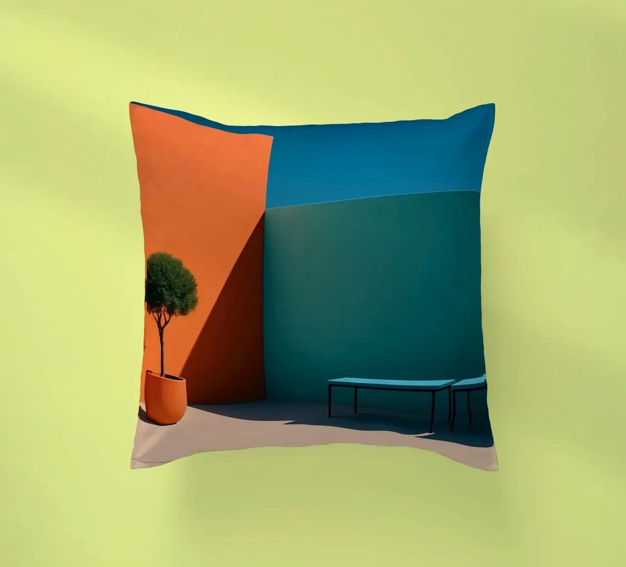 Geometria audace - Un'abbagliante scena architettonica cuscino da Affiches Minimalistes