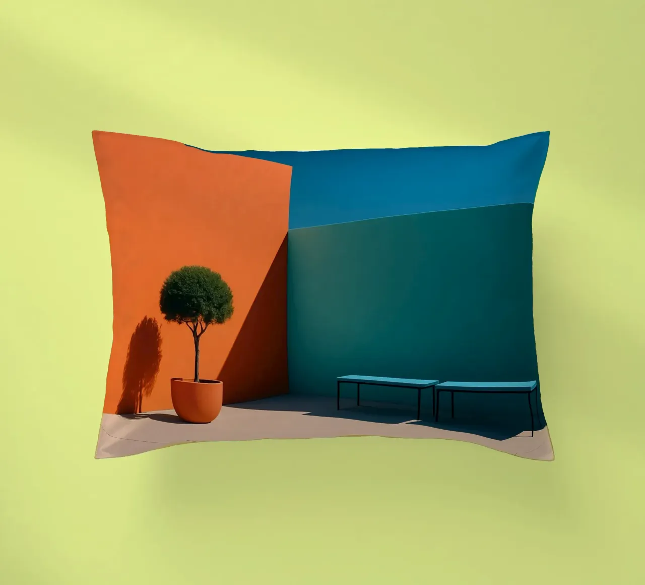 Geometria audace - Un'abbagliante scena architettonica cuscino da Affiches Minimalistes