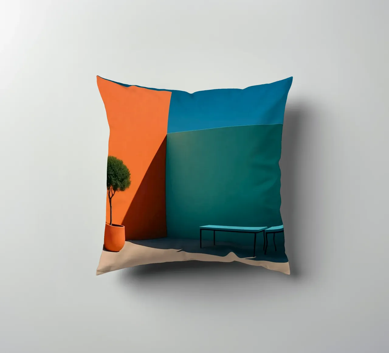 Geometria audace - Un'abbagliante scena architettonica cuscino da Affiches Minimalistes