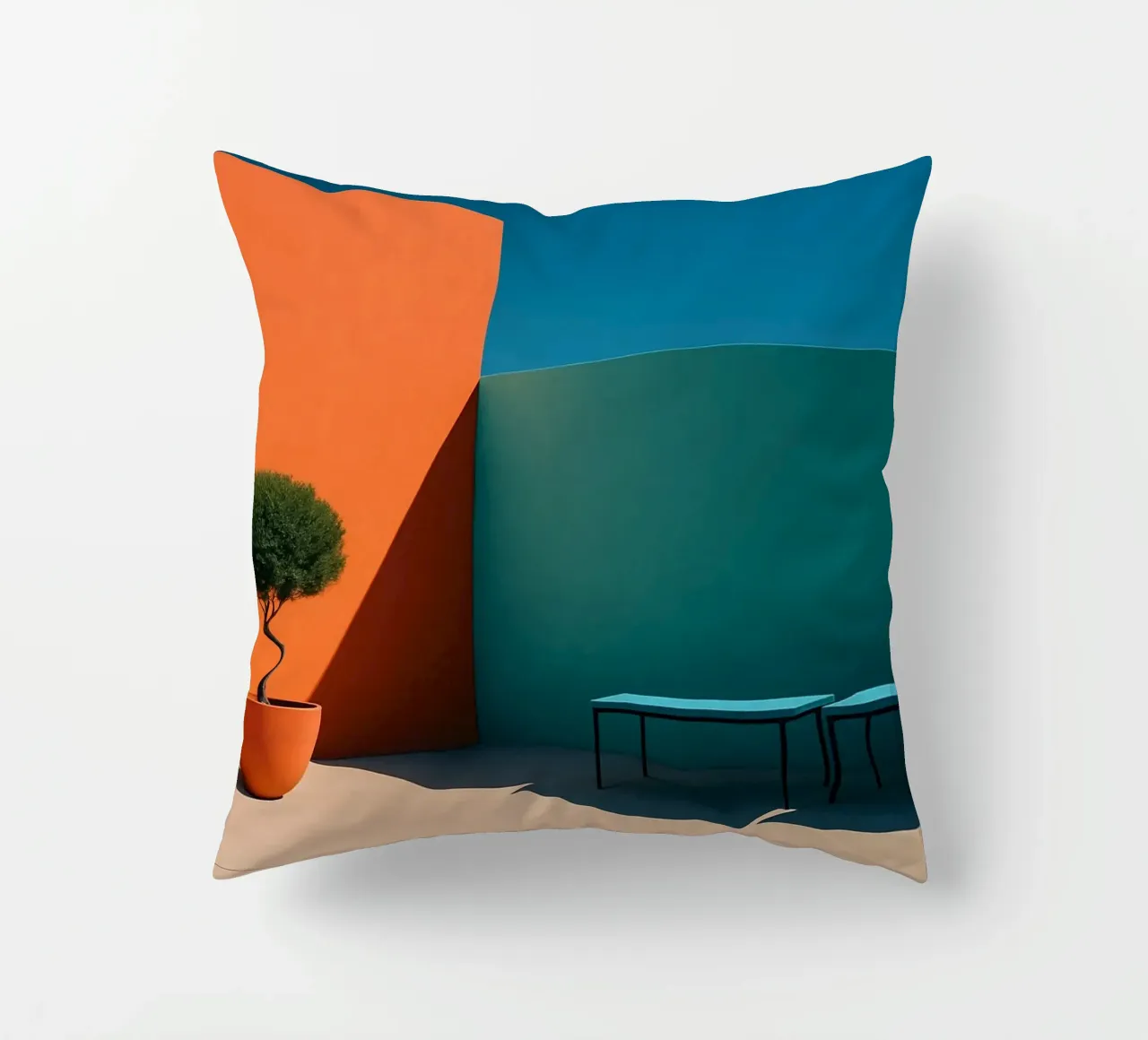 Geometria audace - Un'abbagliante scena architettonica cuscino da Affiches Minimalistes