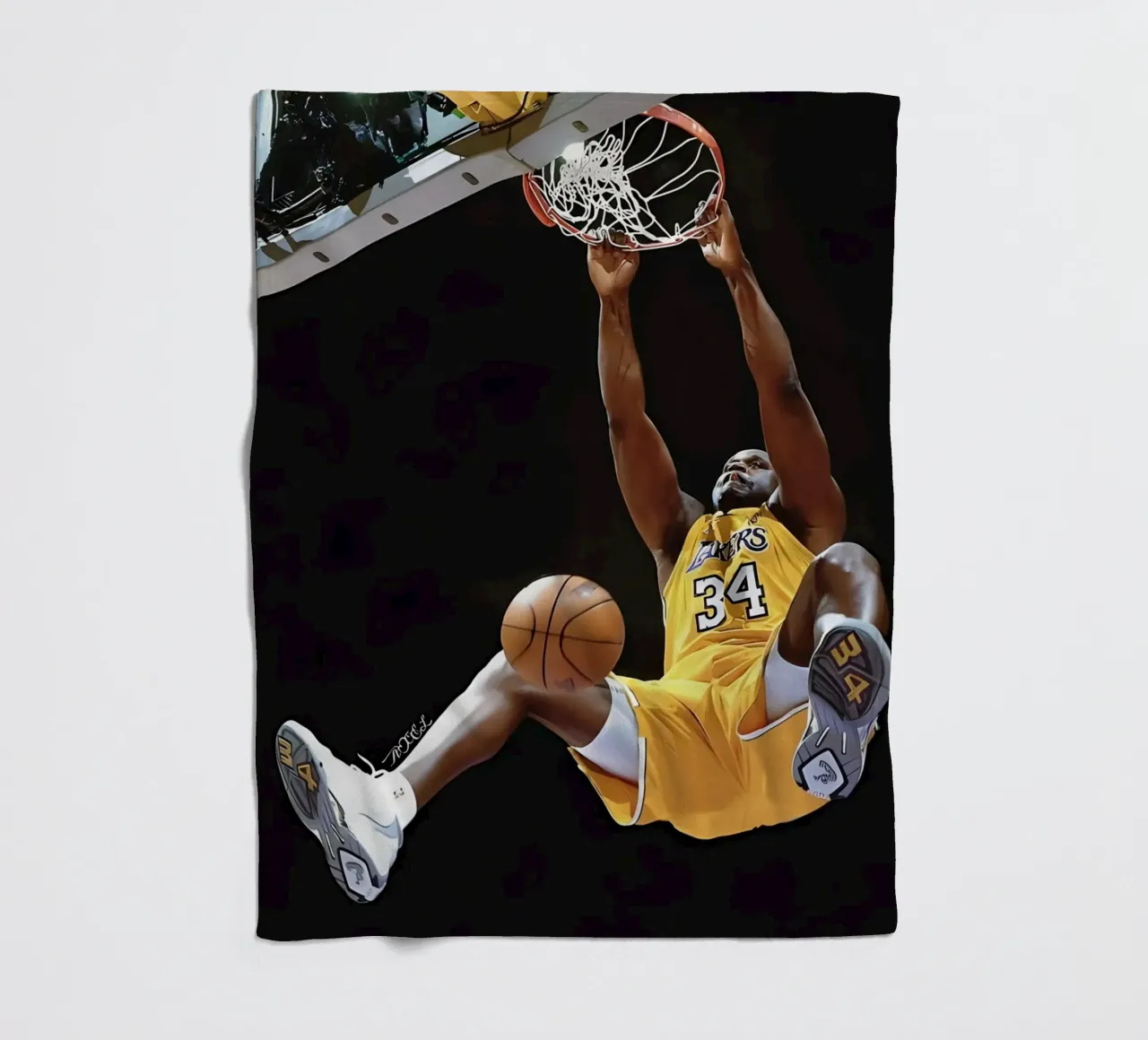 Shaquille O'Neal fleece blanket by Low poly art