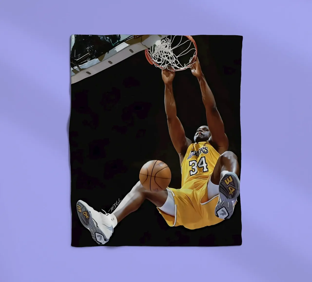 Shaquille O'Neal fleece blanket by Low poly art