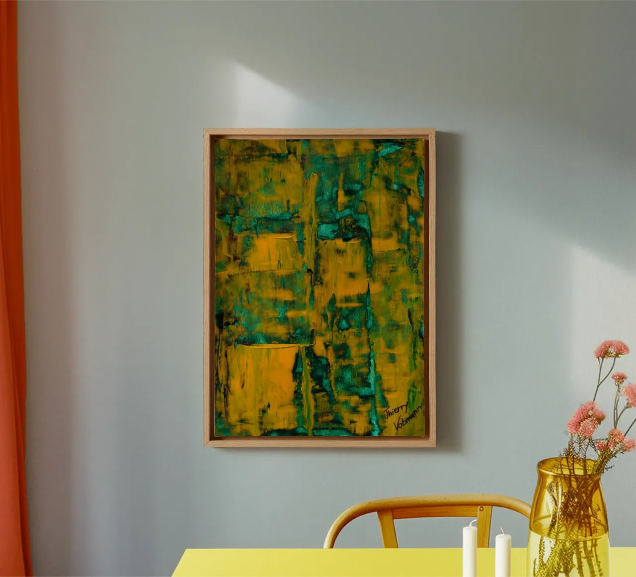 Inspired by Hans Hofmann. 7 tela con Cornice a cassetta da Thierry Vobmann Abstract painting