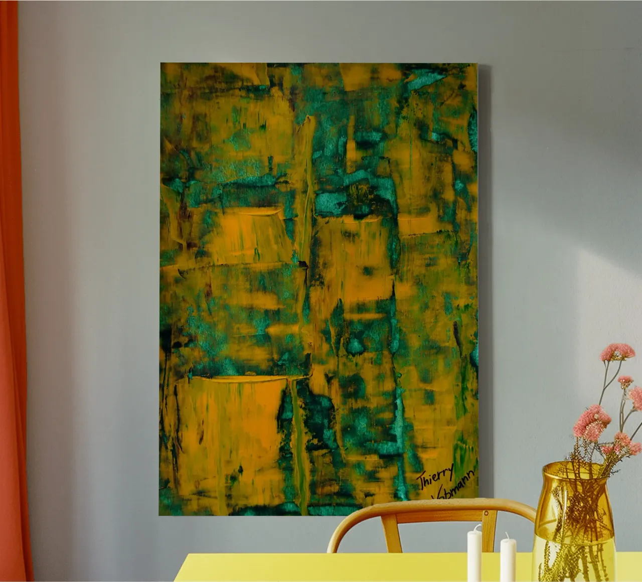 Inspired by Hans Hofmann. 7 tela con Cornice a cassetta da Thierry Vobmann Abstract painting