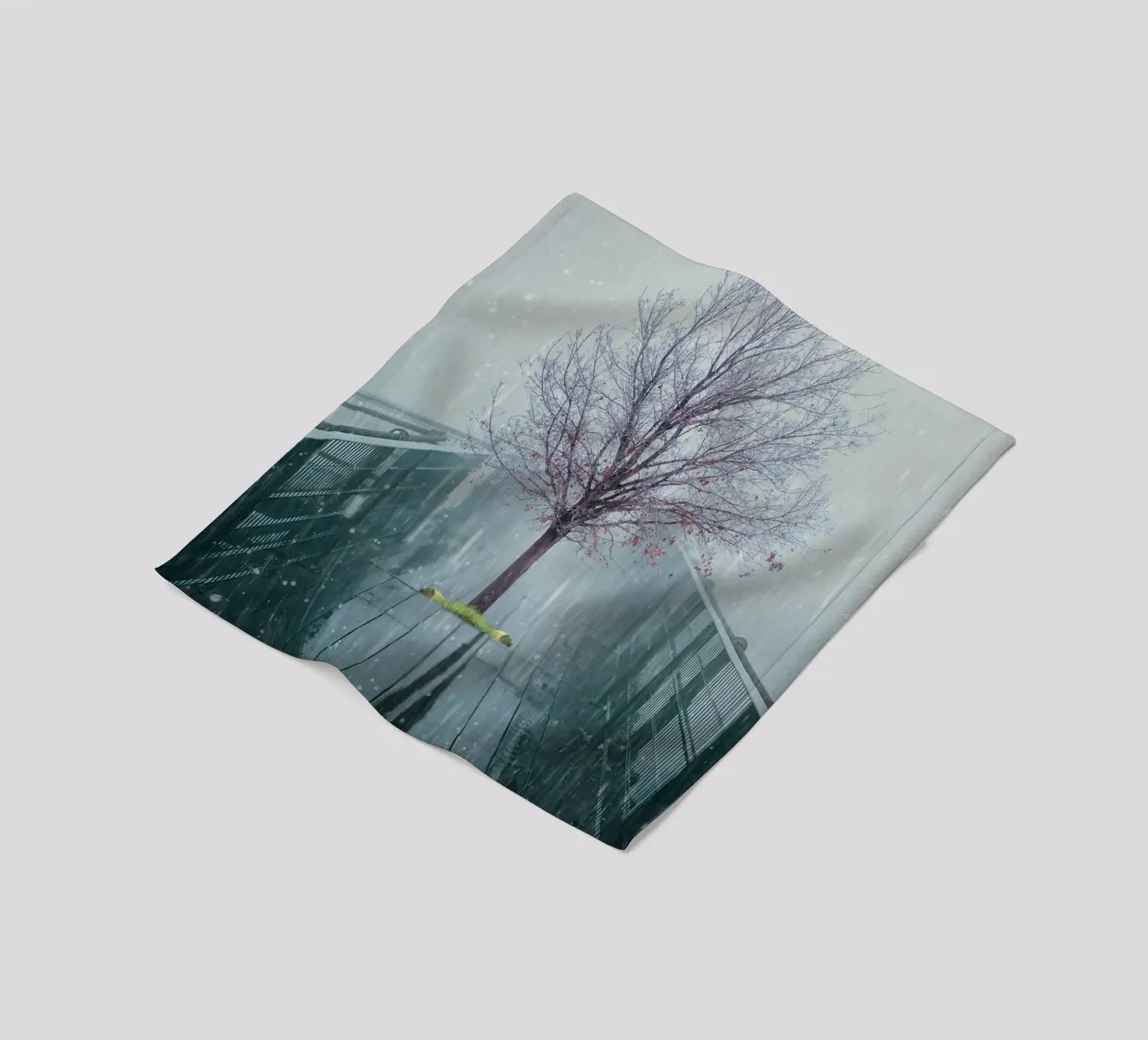 Albero su ponte con neve invernale coperta in pile da Berwies Artwork
