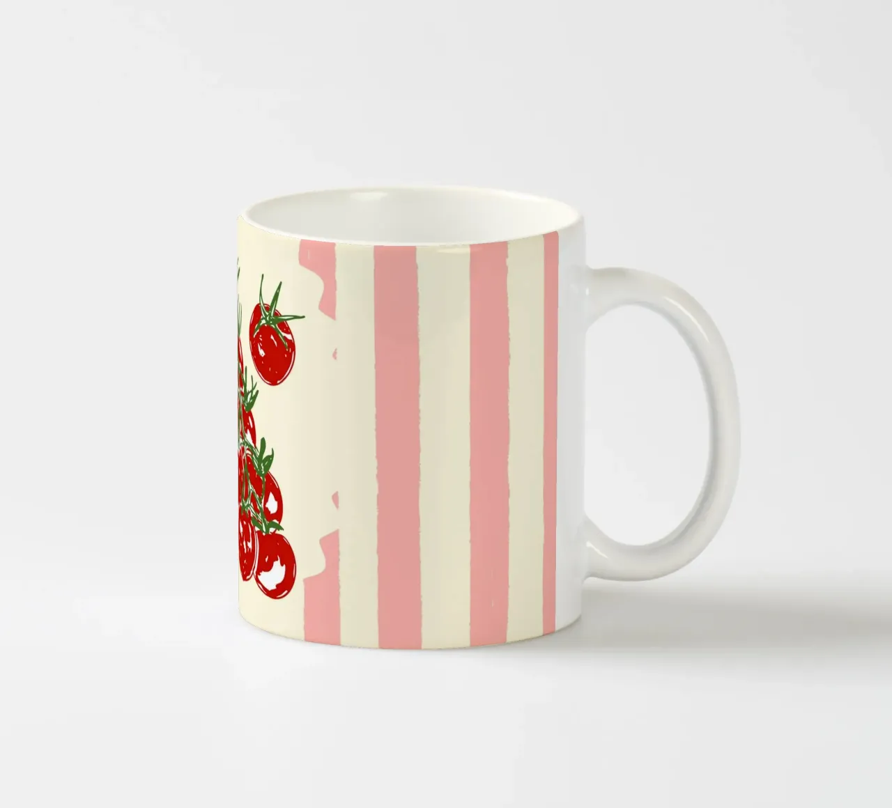 Pomodoro Tomatoes Retro Pink Stripes tazza in ceramica da EDMPROJECT