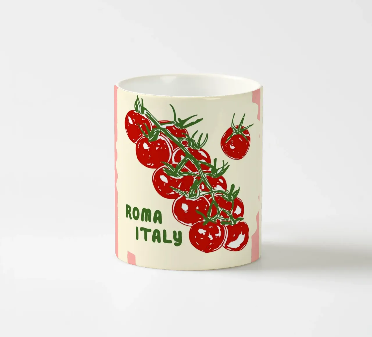 Pomodoro Tomatoes Retro Pink Stripes tazza in ceramica da EDMPROJECT