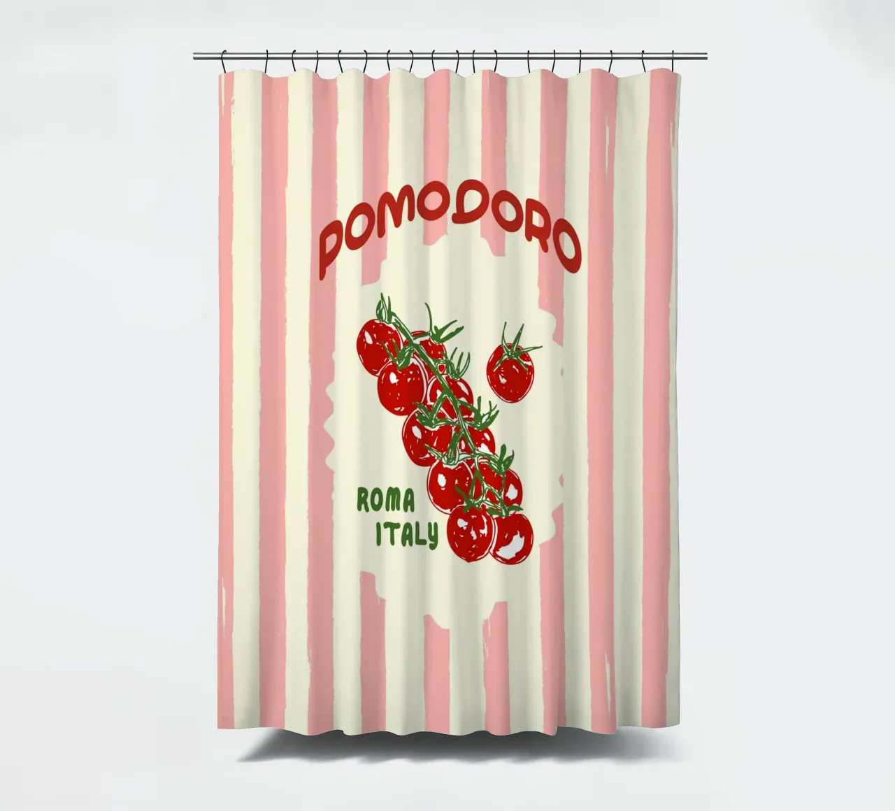 Pomodoro Tomatoes Retro Pink Stripes tenda da doccia da EDMPROJECT