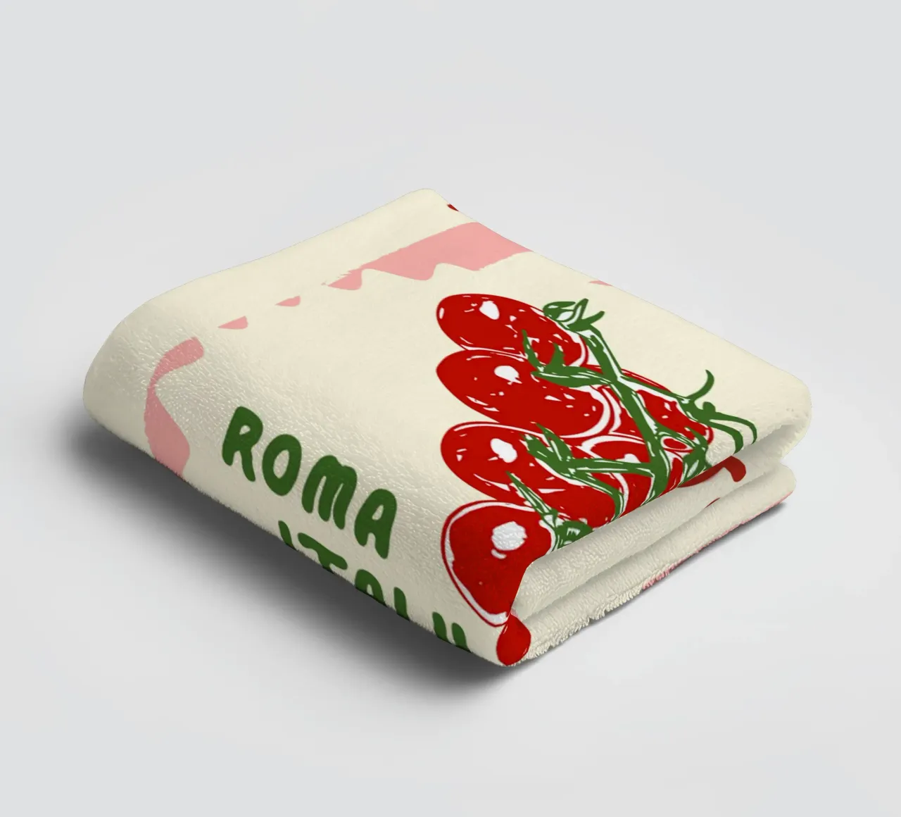 Tomate Tomates Retro Rosa Rayas toalla de baño de EDMPROJECT