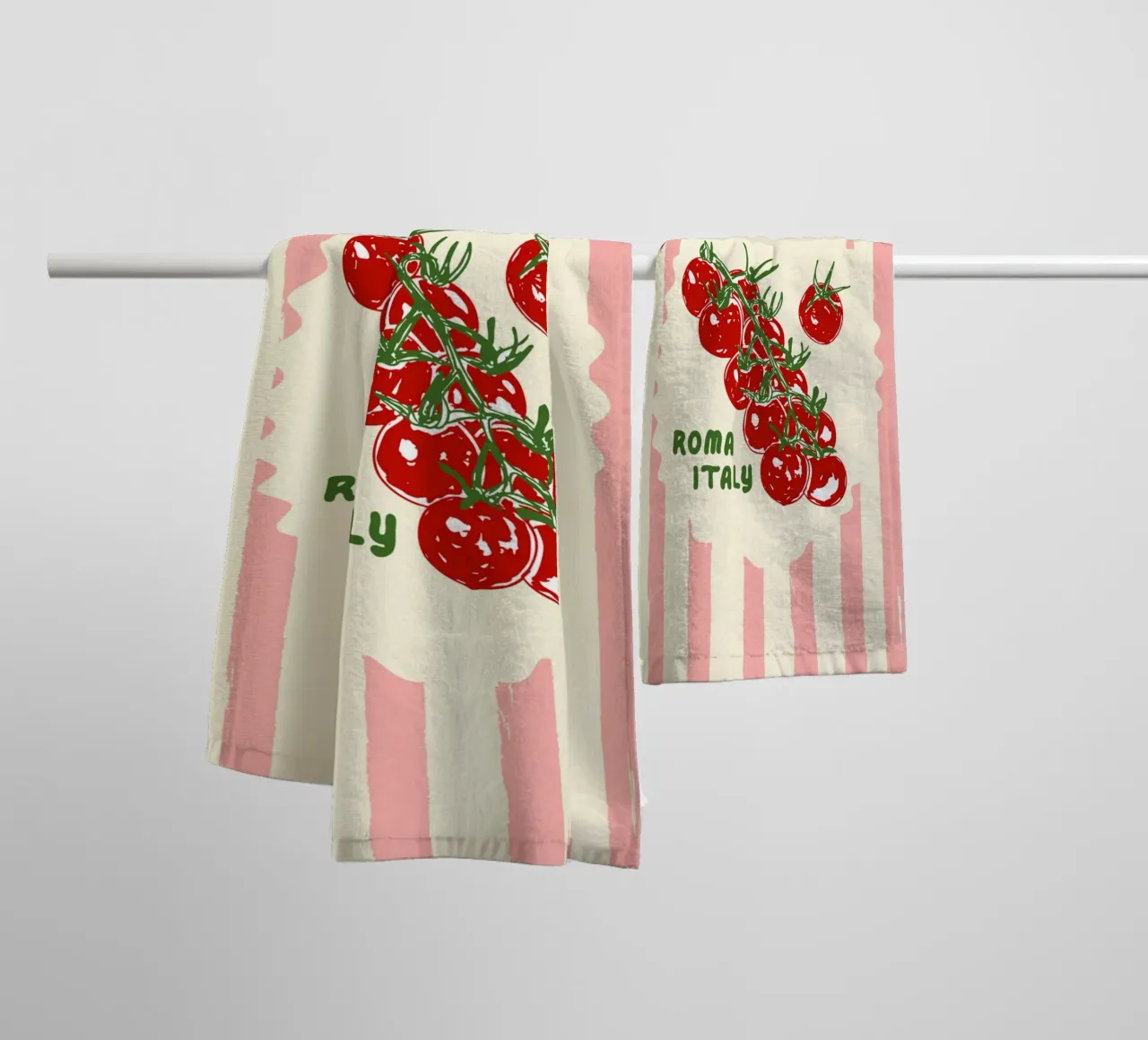 Tomate Tomates Retro Rosa Rayas toalla de baño de EDMPROJECT