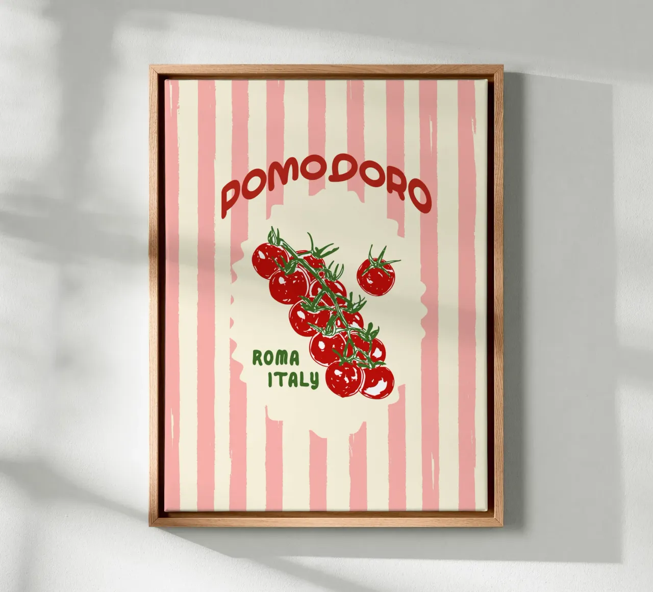 Pomodoro Tomatoes Retro Pink Stripes tela da EDMPROJECT