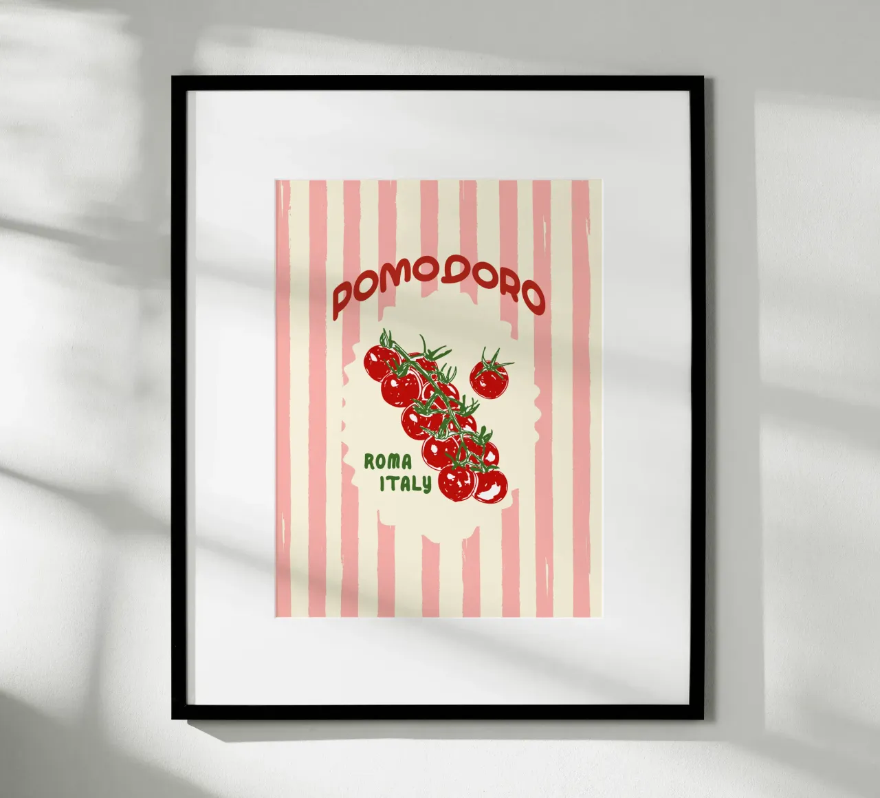 Pomodoro Tomatoes Retro Pink Stripes carta hahnemühle da EDMPROJECT