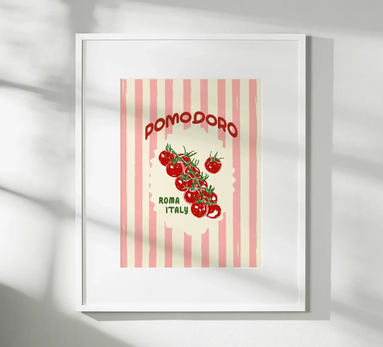 Pomodoro Tomatoes Retro Pink Stripes carta hahnemühle da EDMPROJECT