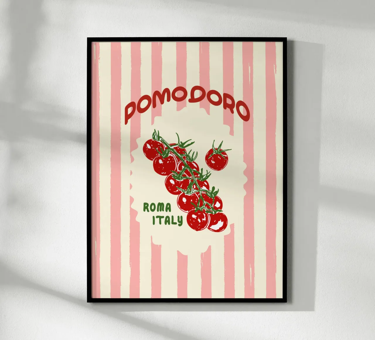 Pomodoro Tomatoes Retro Pink Stripes carta hahnemühle da EDMPROJECT