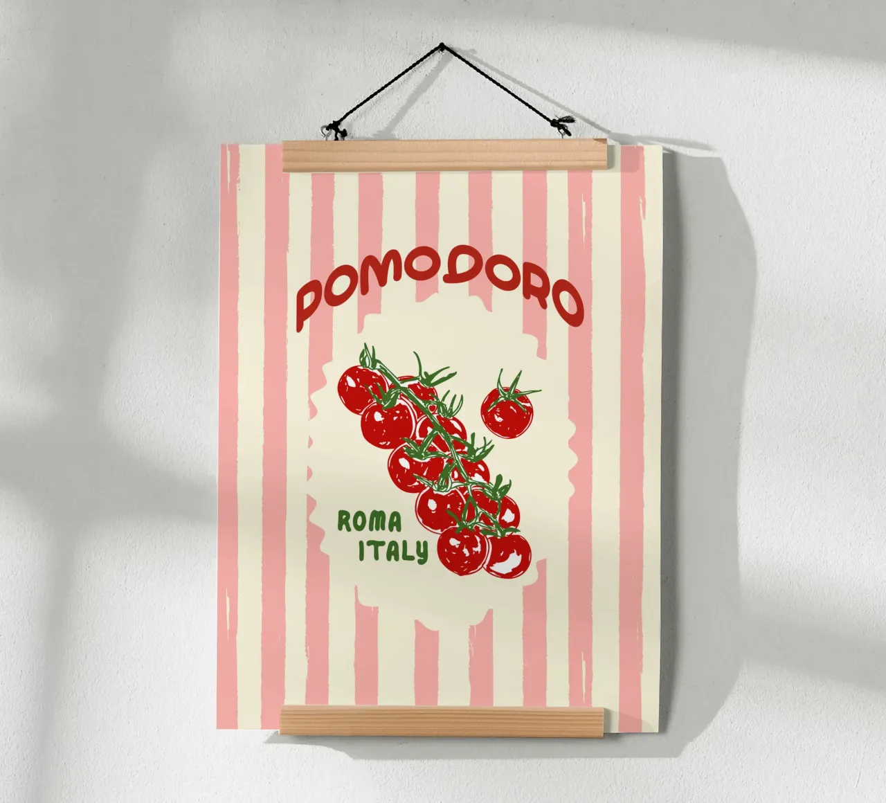 Pomodoro Tomatoes Retro Pink Stripes carta hahnemühle da EDMPROJECT