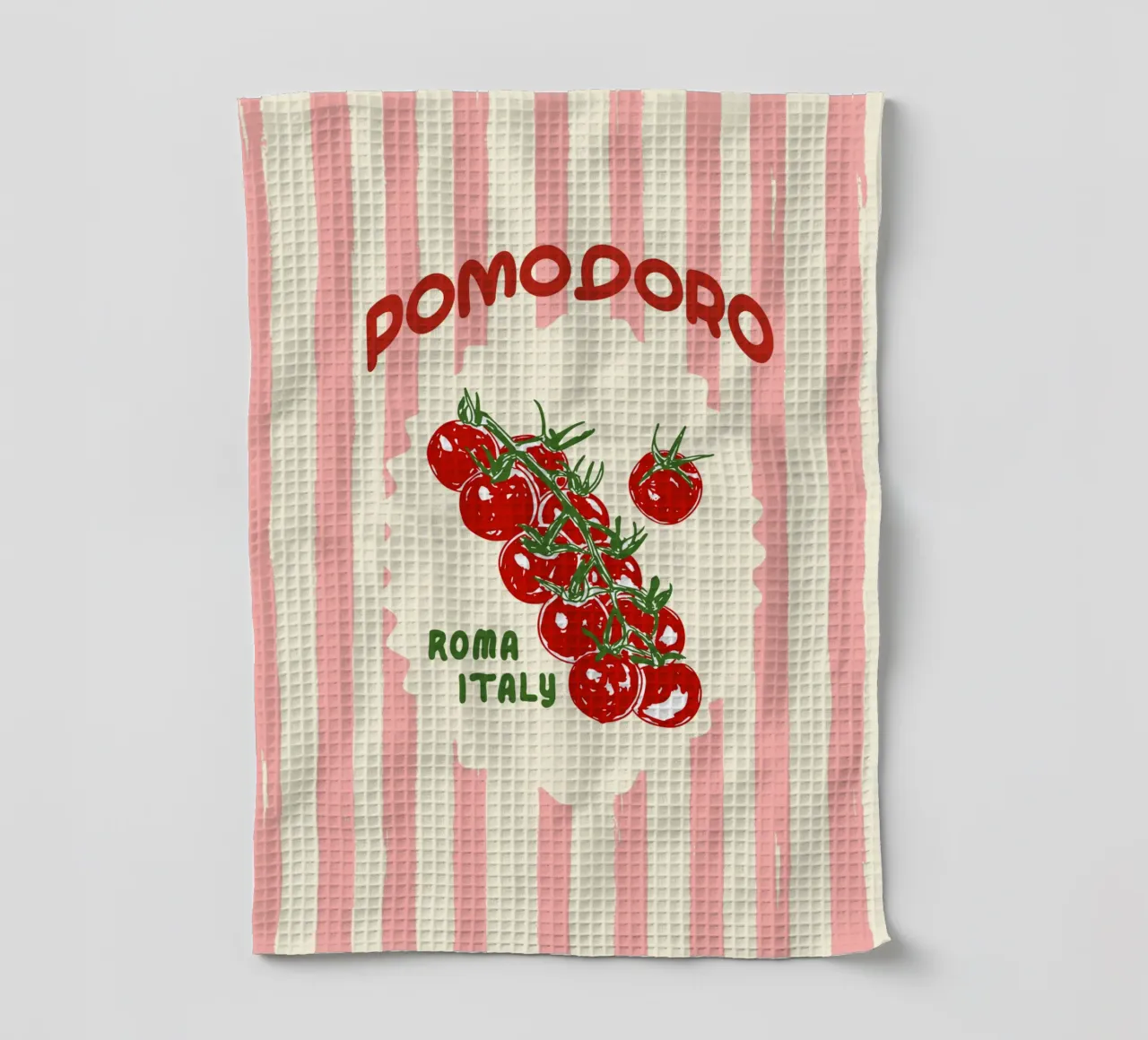 Pomodoro Tomatoes Retro Pink Stripes canovaccio da cucina da EDMPROJECT
