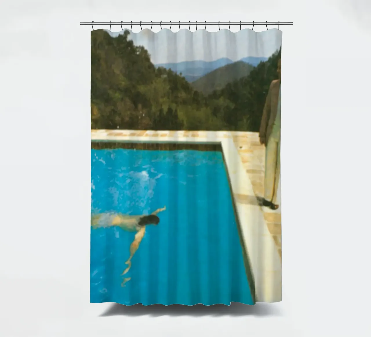 Ritratto in piscina con due figure tenda da doccia da martina