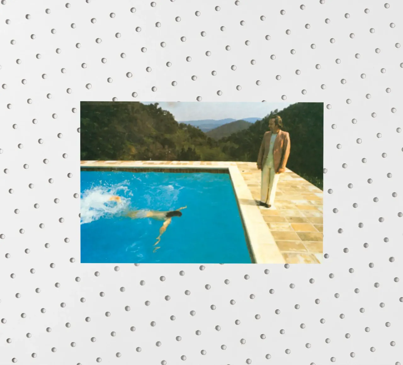 Ritratto in piscina con due figure adesivo da martina