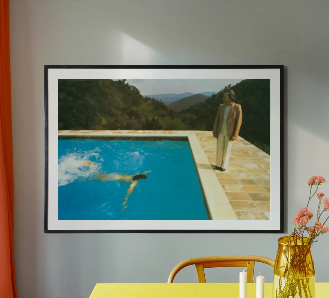 Ritratto in piscina con due figure carta hahnemühle da martina