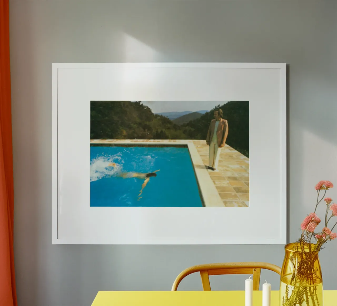 Ritratto in piscina con due figure carta hahnemühle da martina