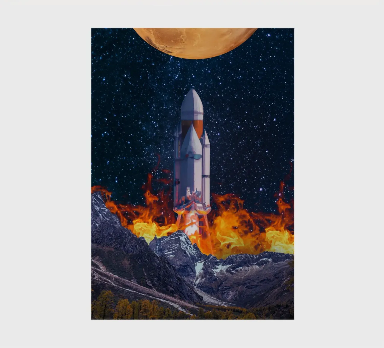 Rocket Launching from Mountains to Moon notebook by Berwies Artwork