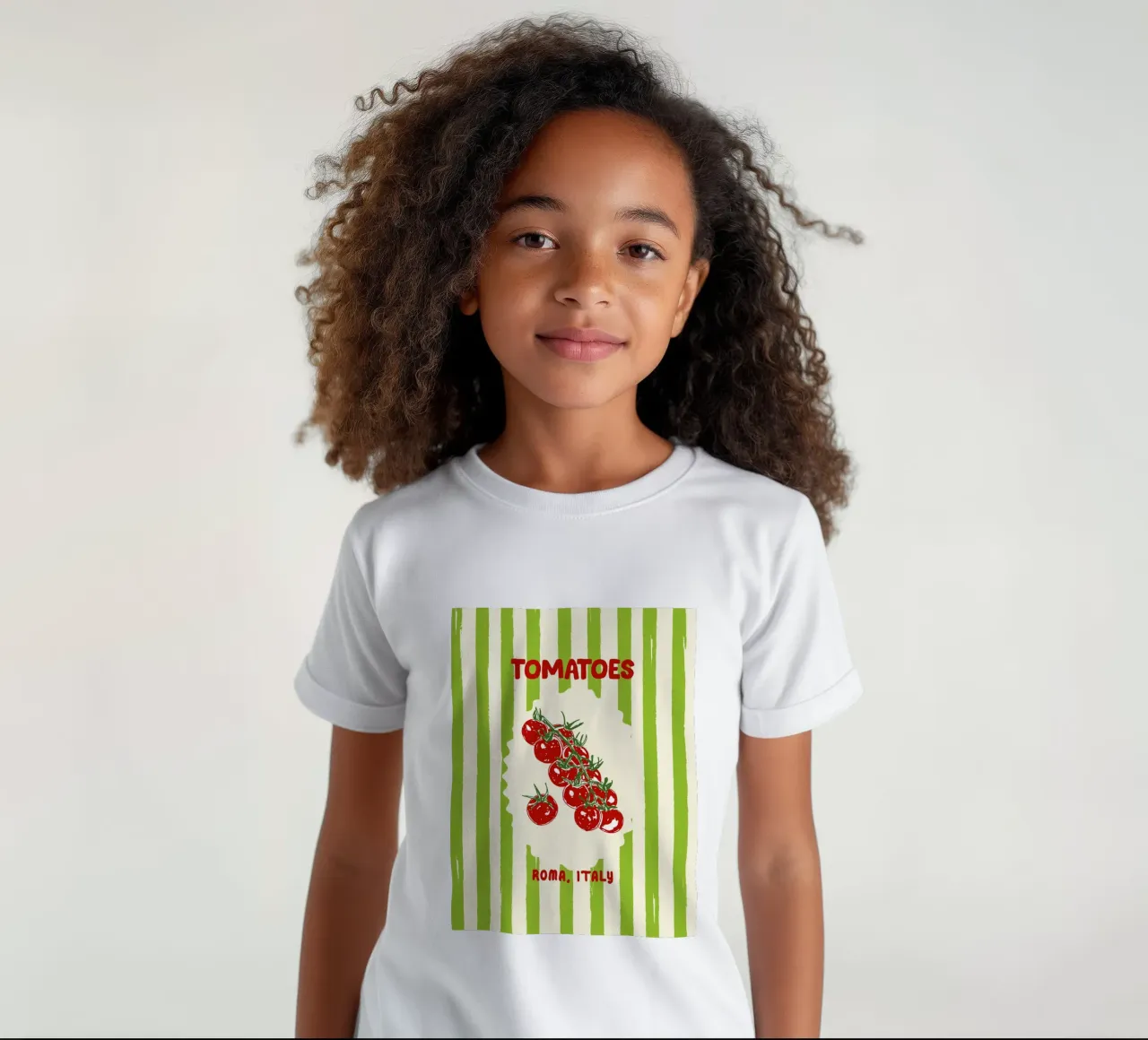 Green Retro Stripes Tomatoes kids t-shirt by EDMPROJECT