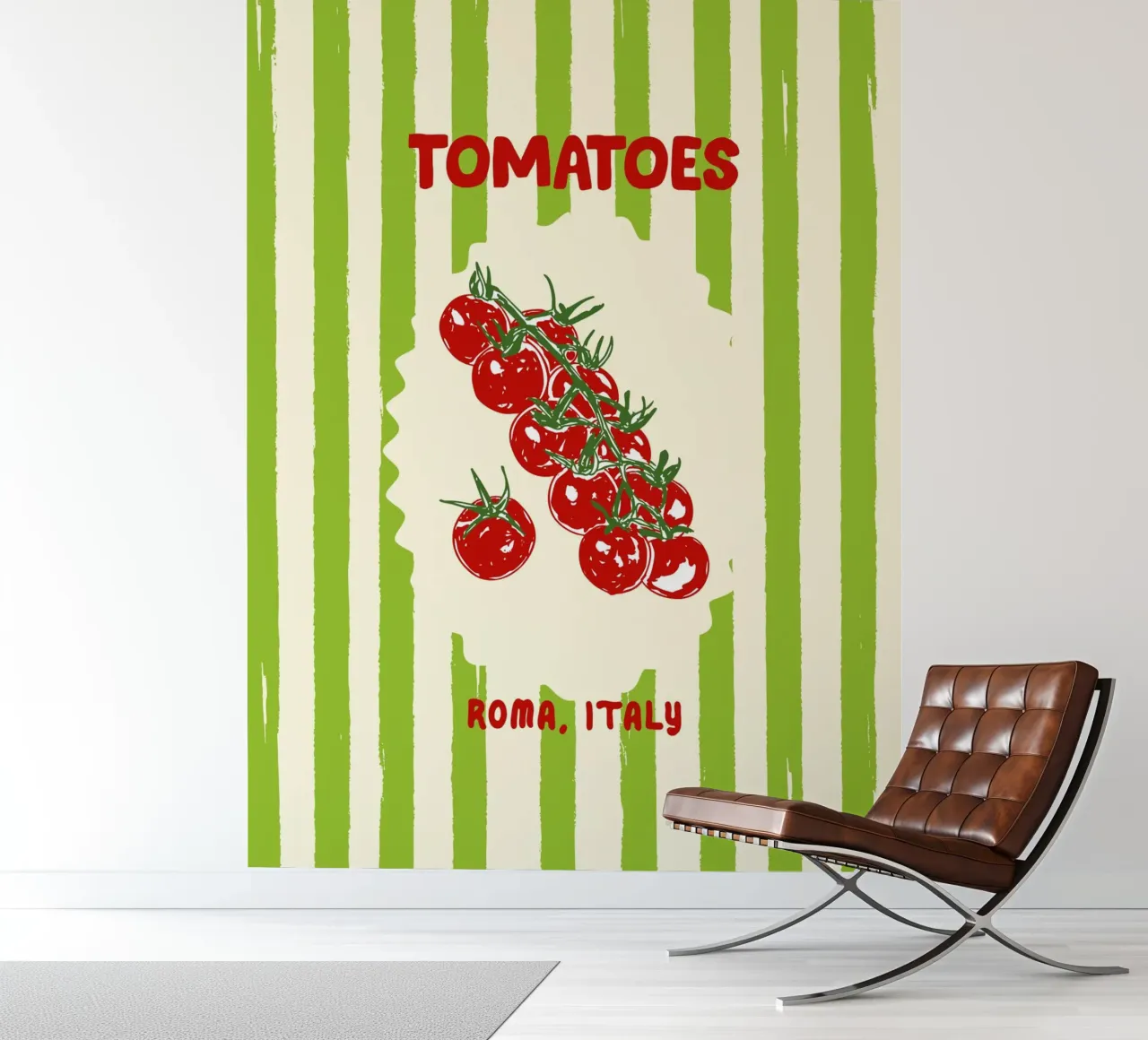 Green Retro Stripes Tomatoes photo wallpaper by EDMPROJECT