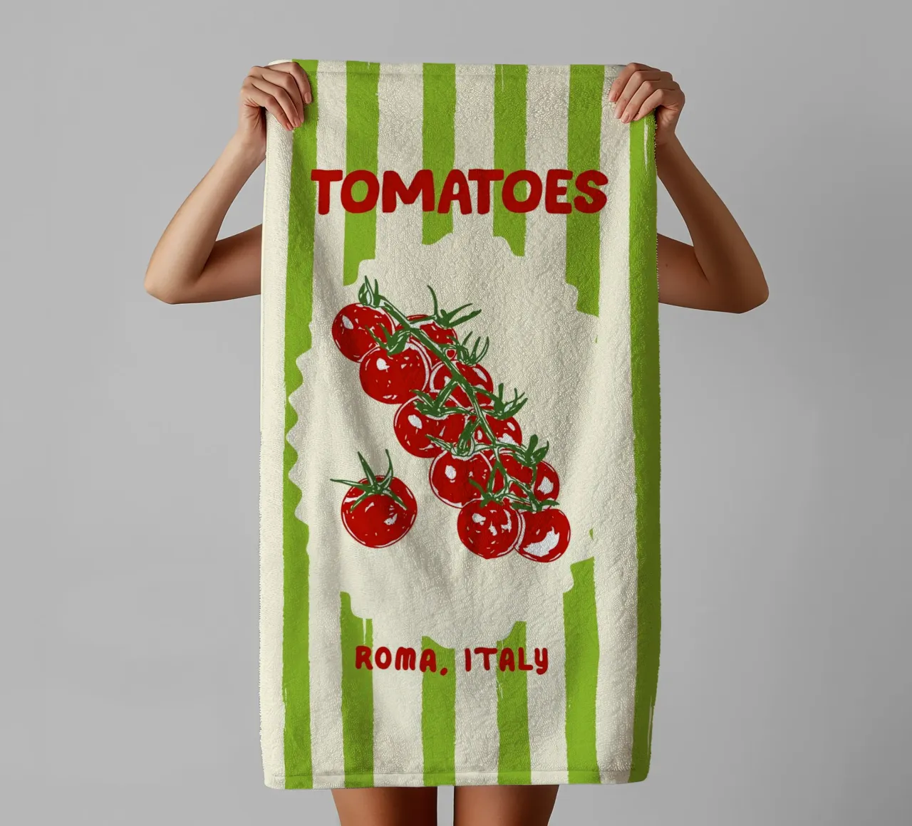 Tomates vertes à rayures rétro serviette de bain de EDMPROJECT