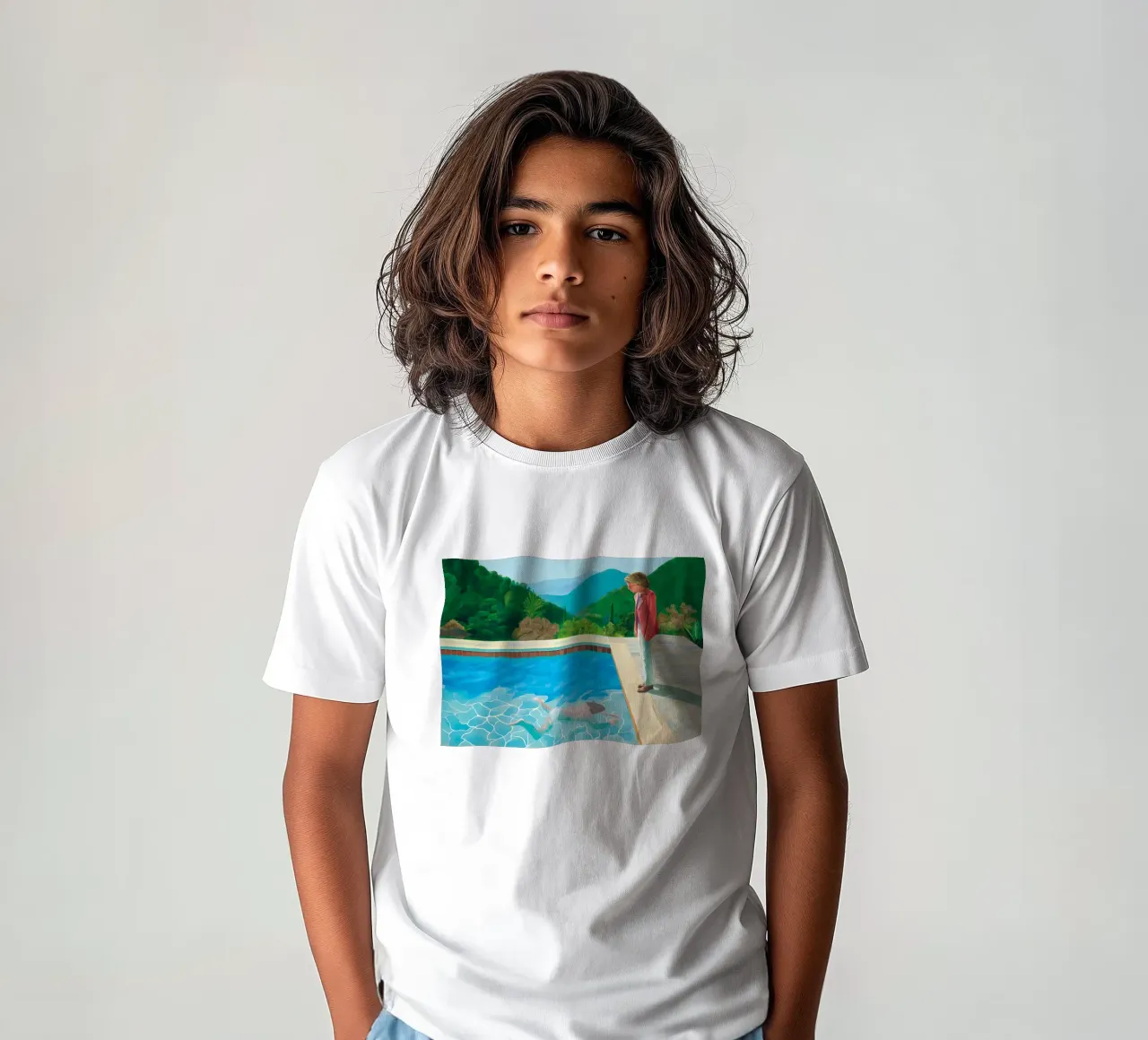 pool with two figures kids t-shirt by martina