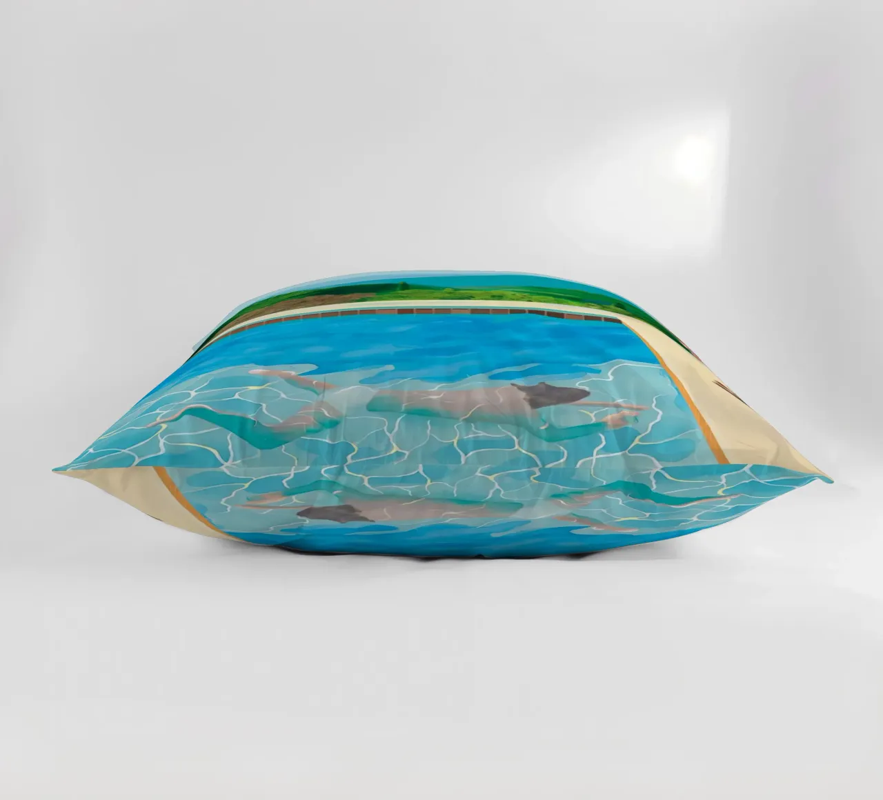 piscina con due figure cuscino da martina