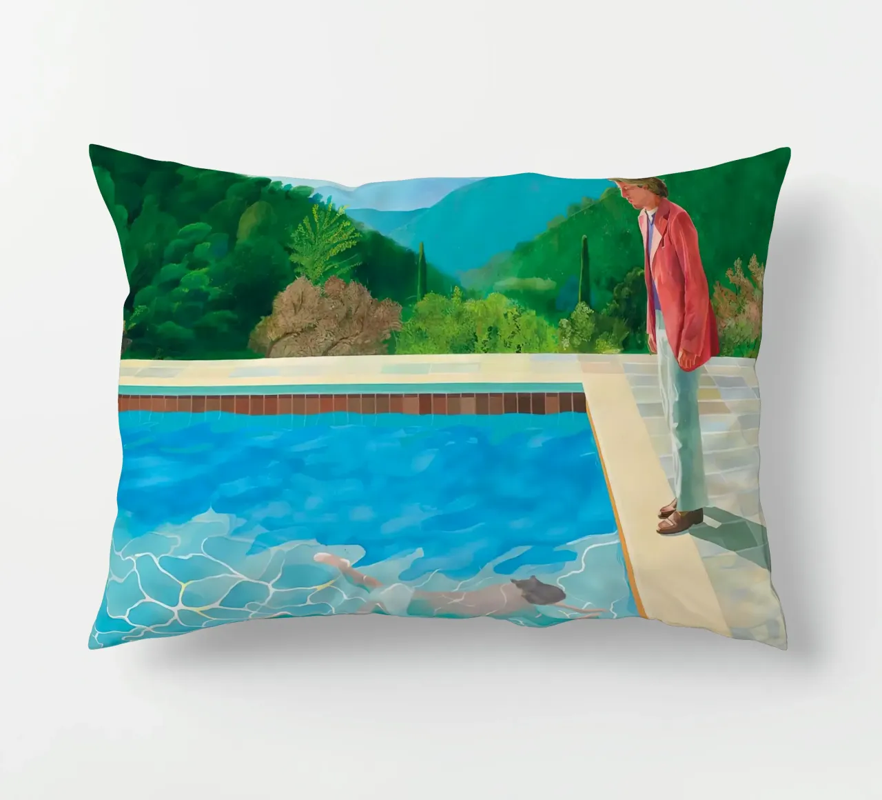 piscina con due figure cuscino da martina