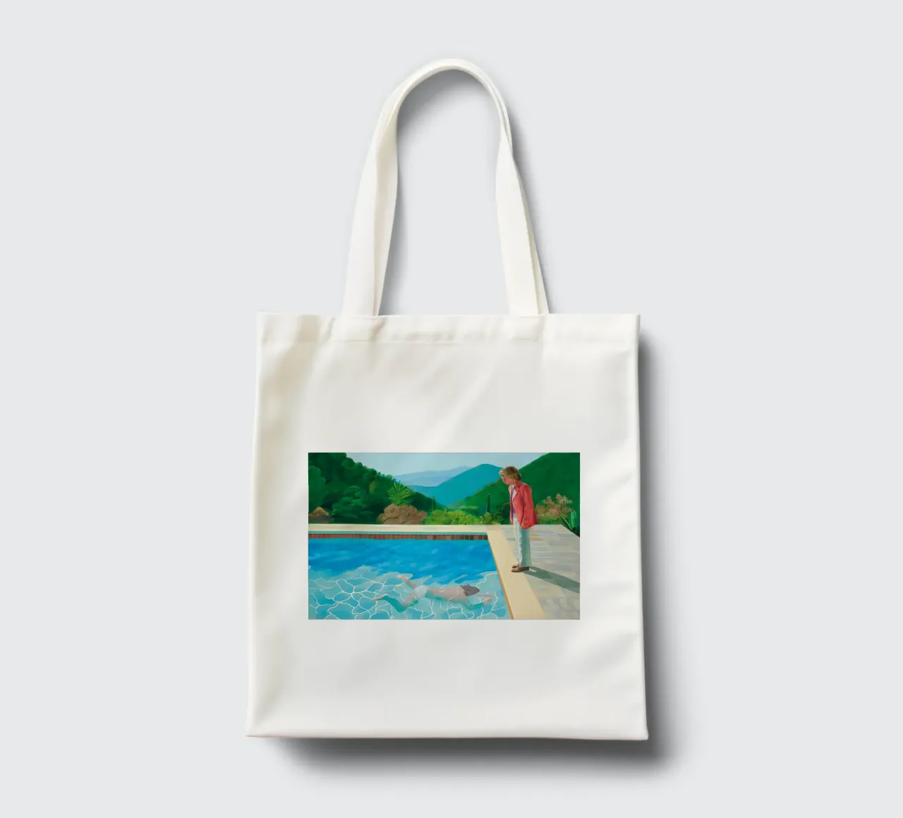 piscina con due figure borsa in juta da martina