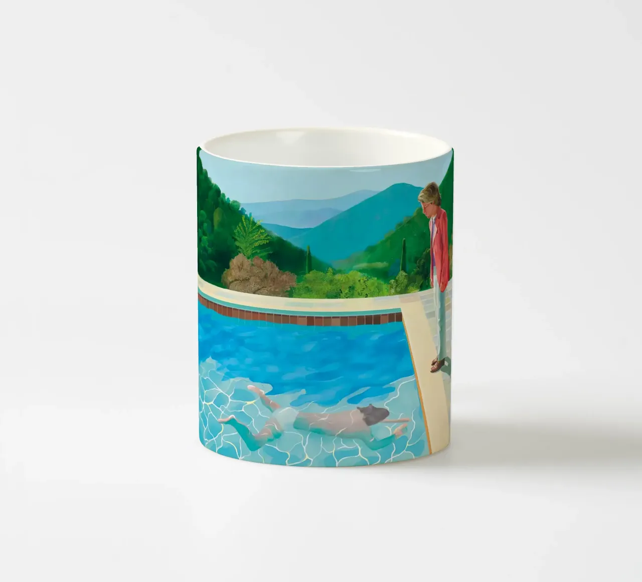 piscina con due figure tazza in ceramica da martina