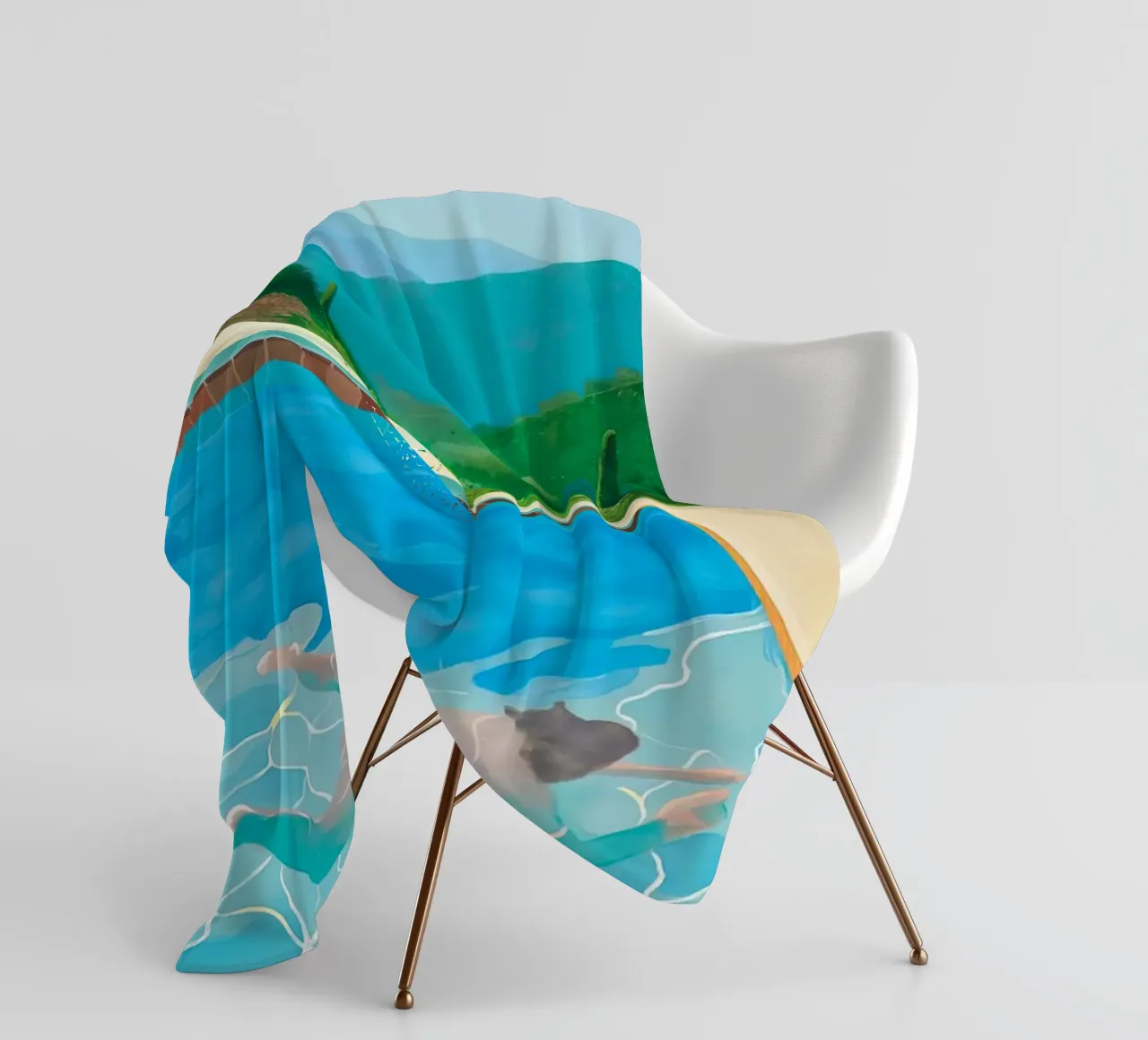 piscina con due figure coperta in pile da martina