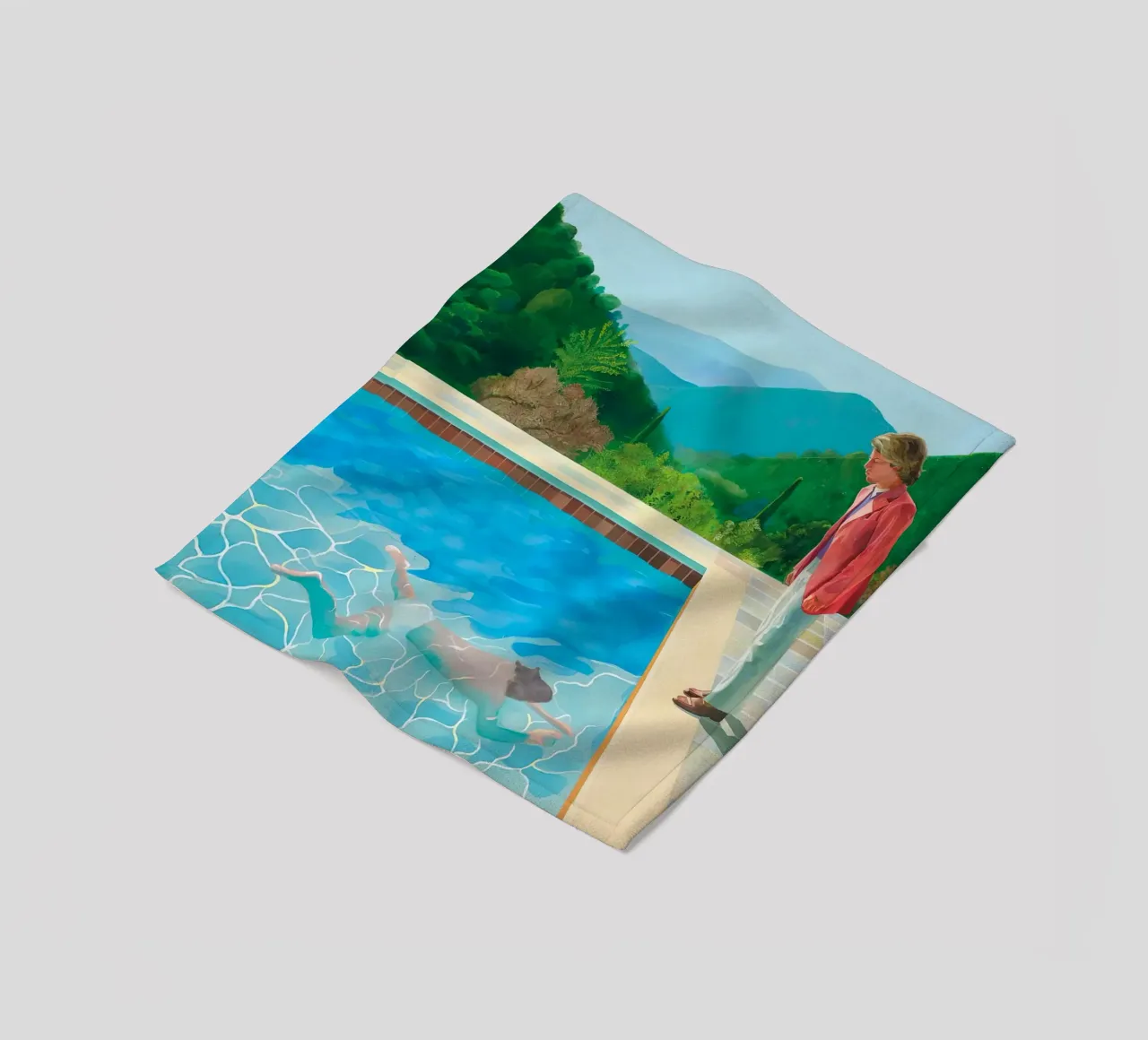 piscina con due figure coperta in pile da martina