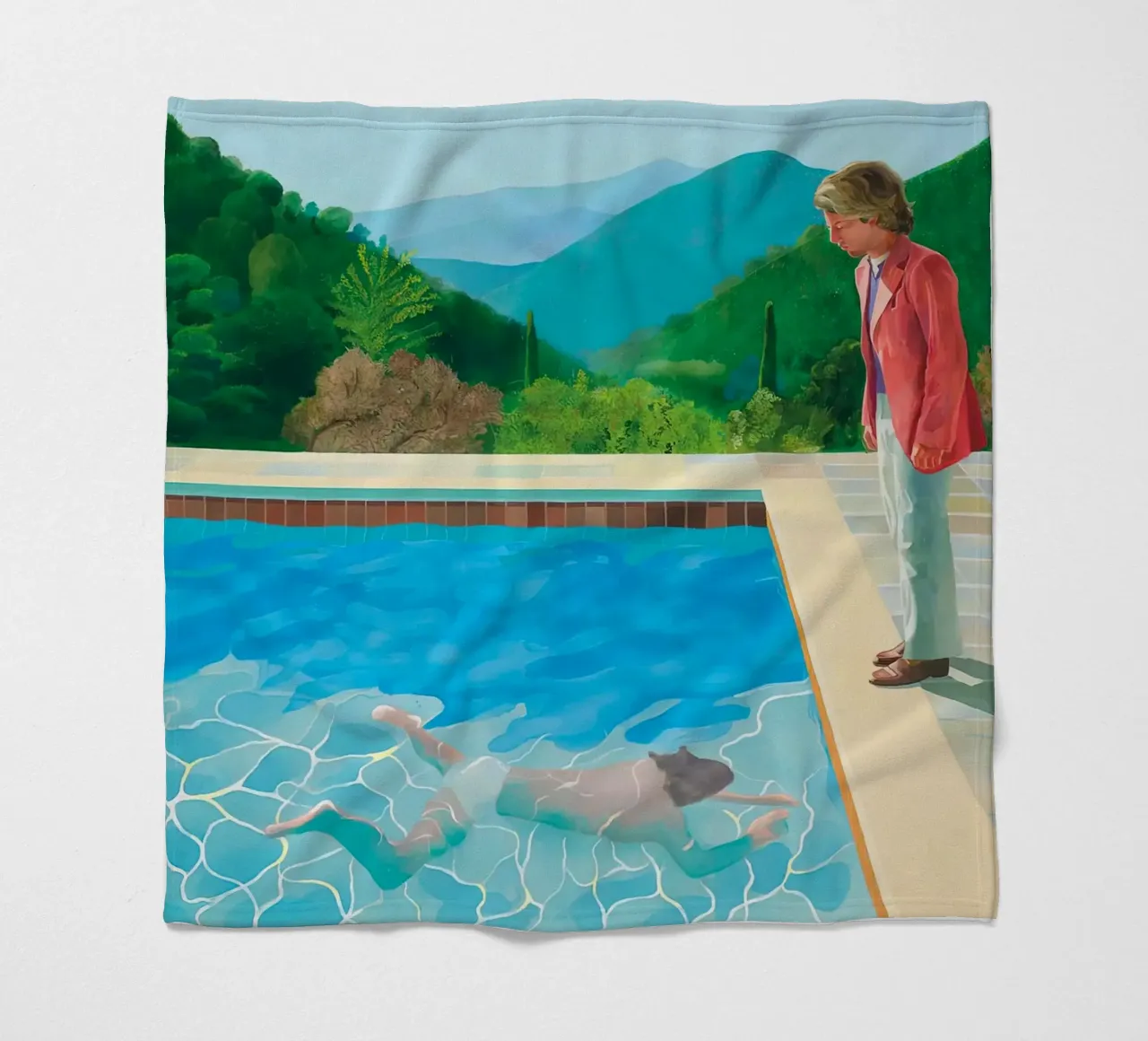 piscina con due figure coperta in pile da martina