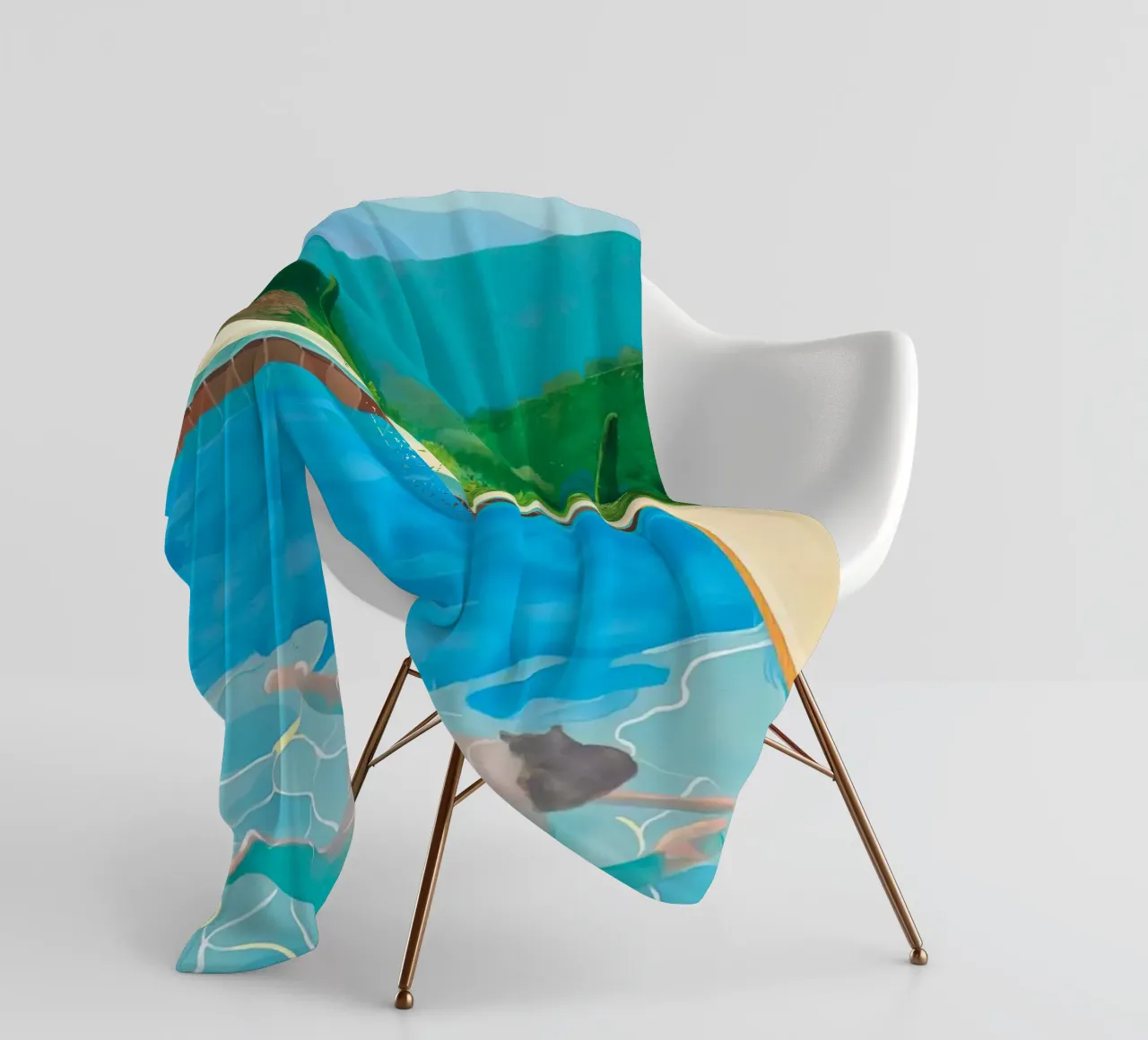 piscina con due figure coperta in pile da martina