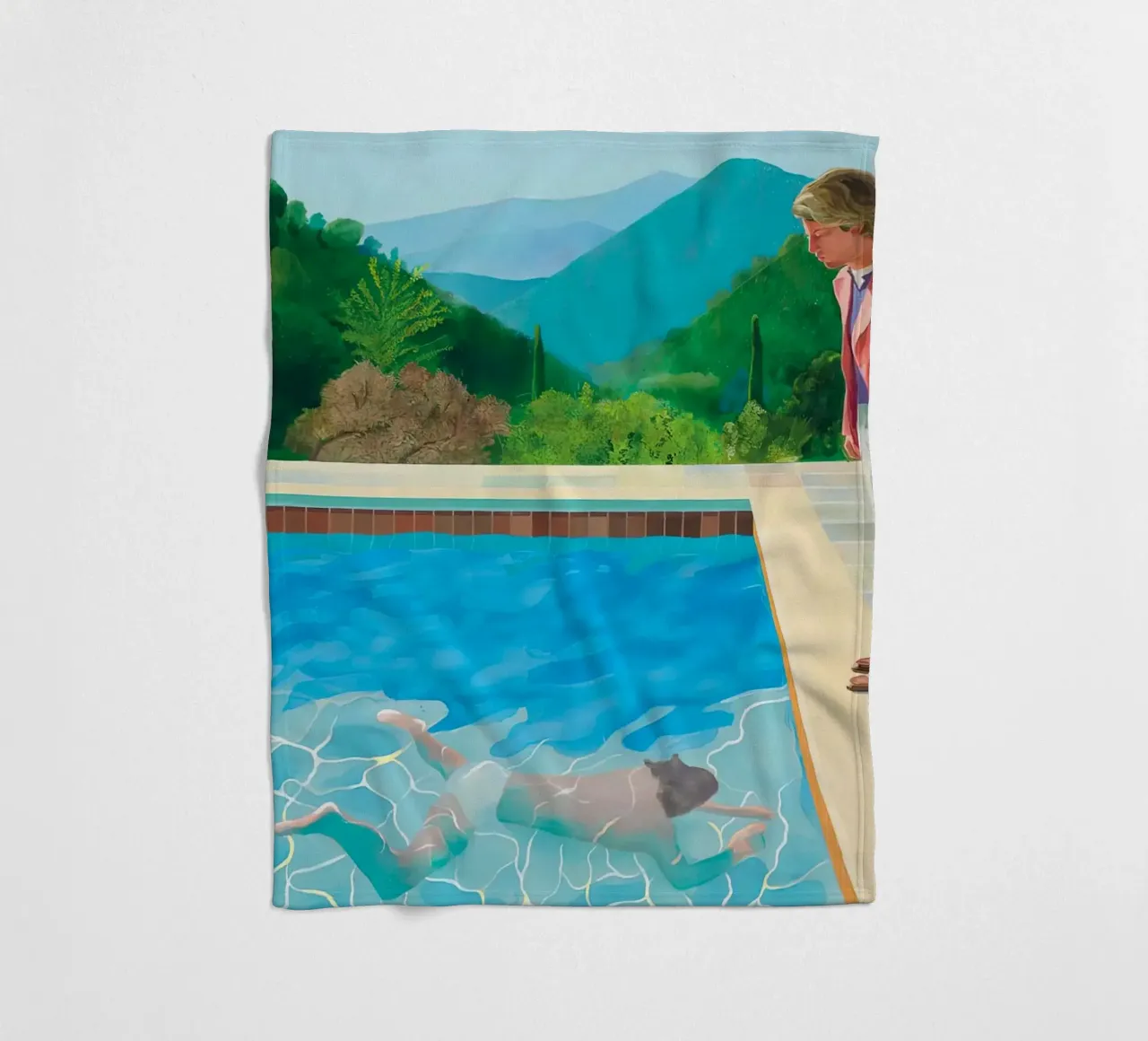 piscina con due figure coperta in pile da martina