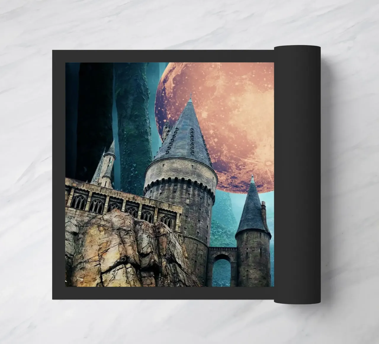Fantasy Castle Under a Full Moon doormat by Berwies Artwork