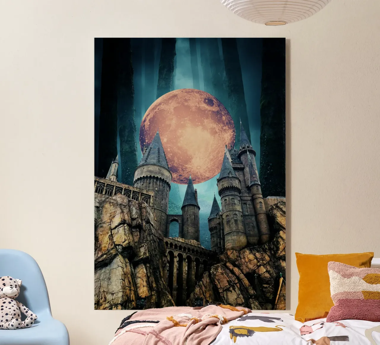 Fantasy Castle Under a Full Moon acrylic glass by Berwies Artwork